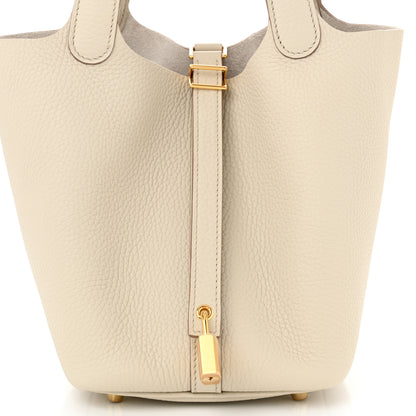 Hermes Taurillon Clemence Picotin Lock 18 PM Beton 8 of 11