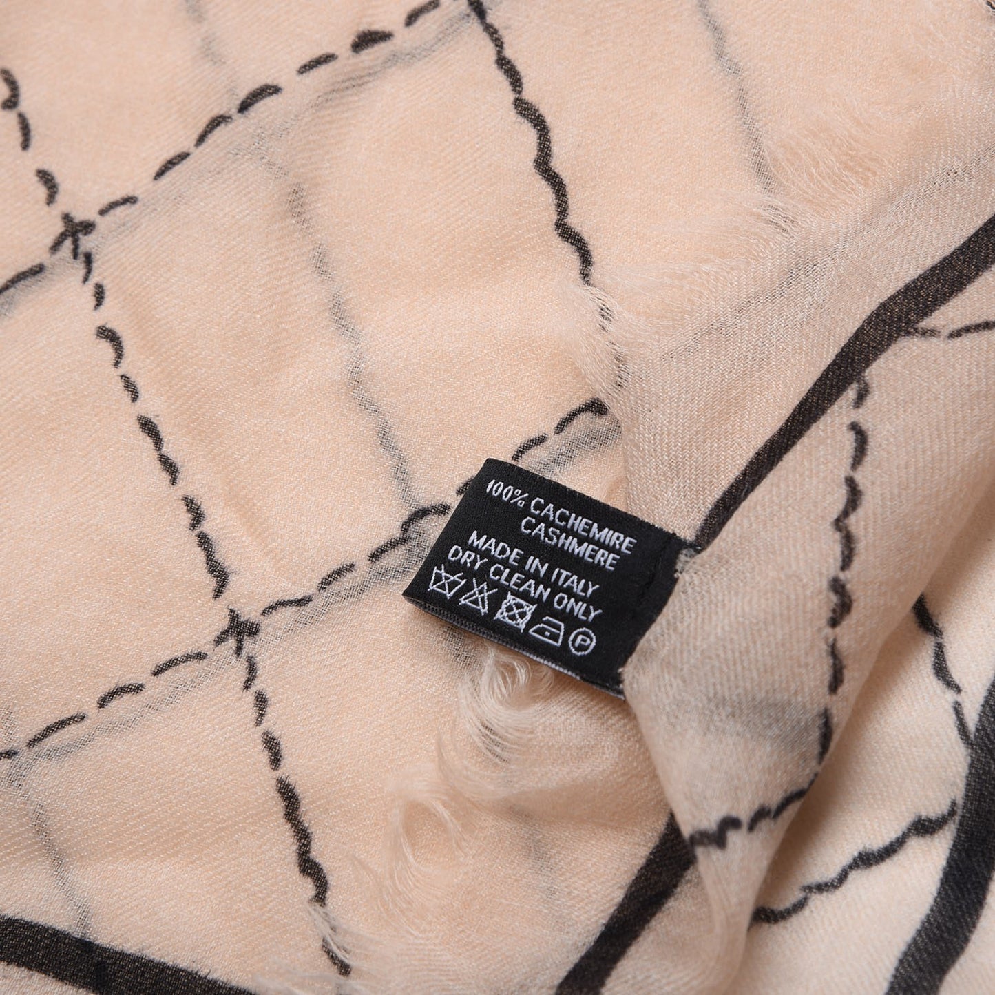 Stitched Print Cashmere CC Scarf Beige