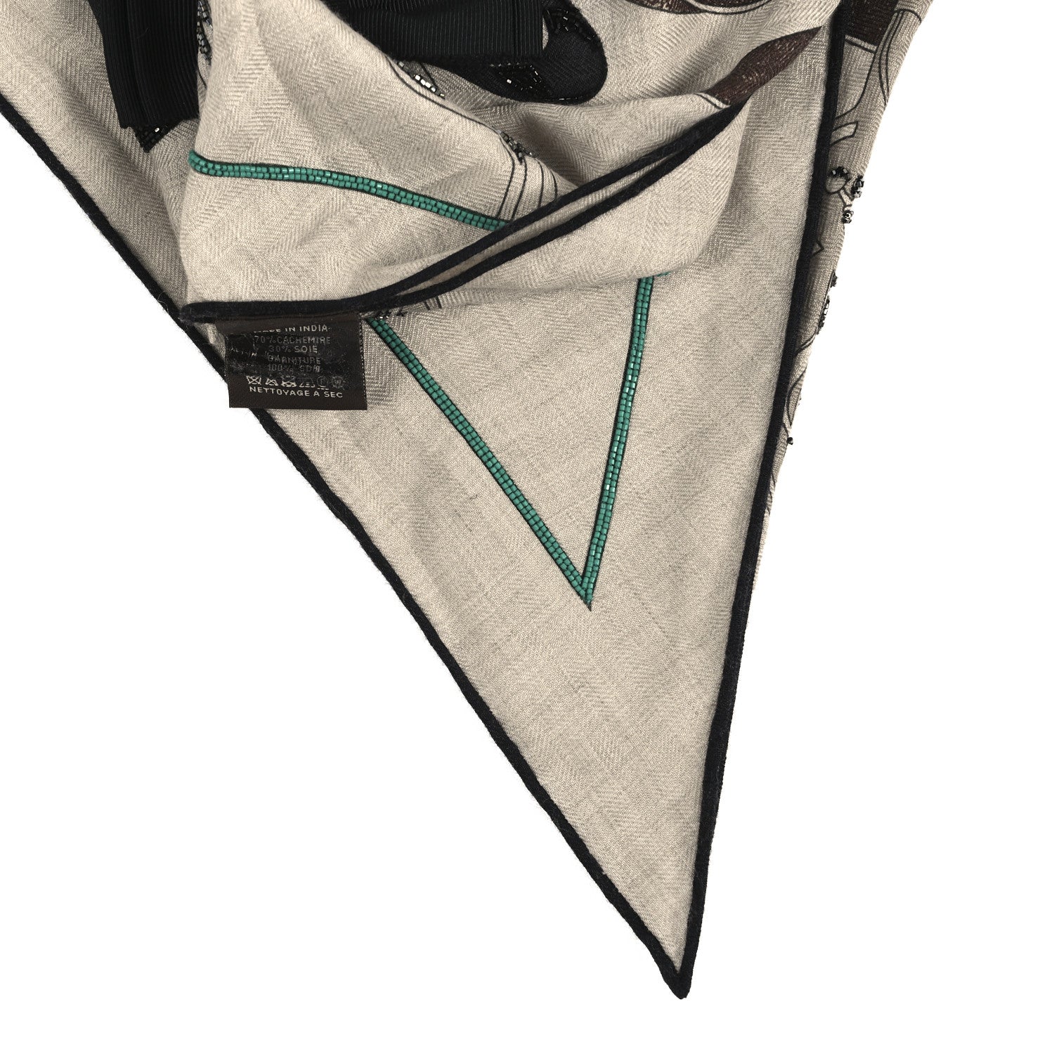 Hermes Cashmere Silk Beaded Giant Triangle Scarf 3 of 3