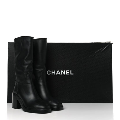Chanel Lambskin CC Logo Calf Boots 36 Black 8 of 8