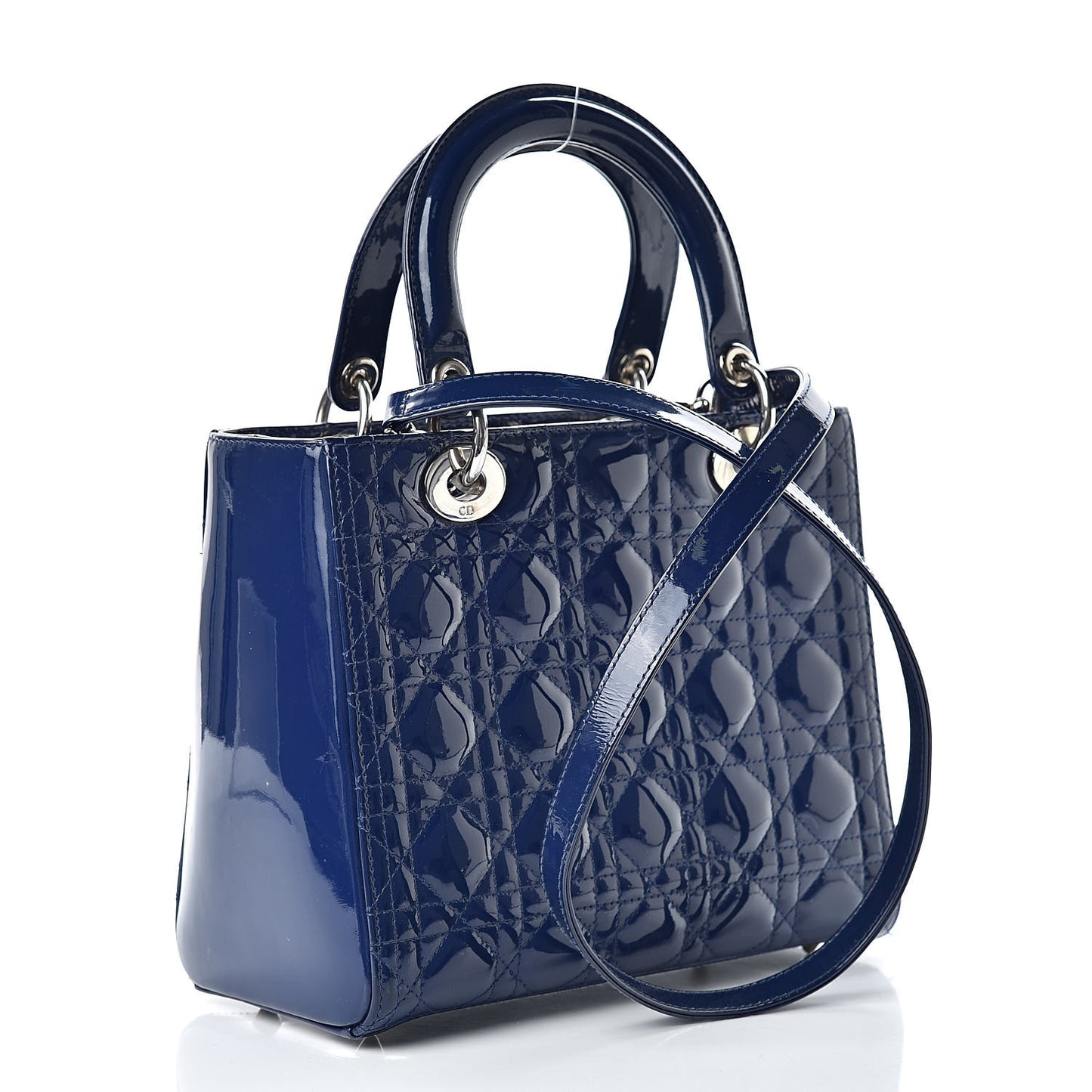 Patent Cannage Medium Lady Dior Blue