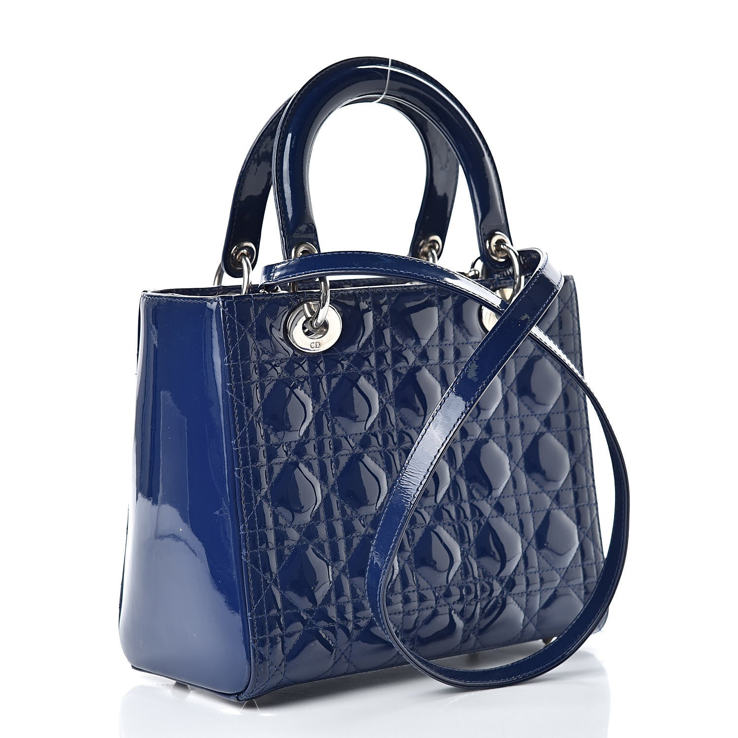 Christian Dior Patent Cannage Medium Lady Dior Blue 3 of 14