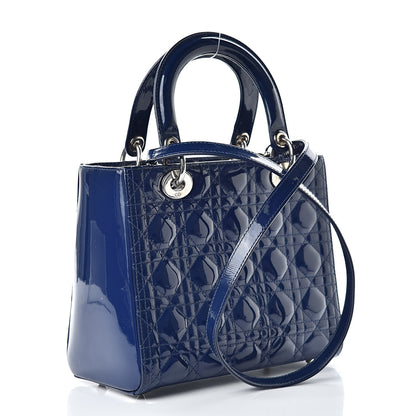 Christian Dior Patent Cannage Medium Lady Dior Blue 3 of 14