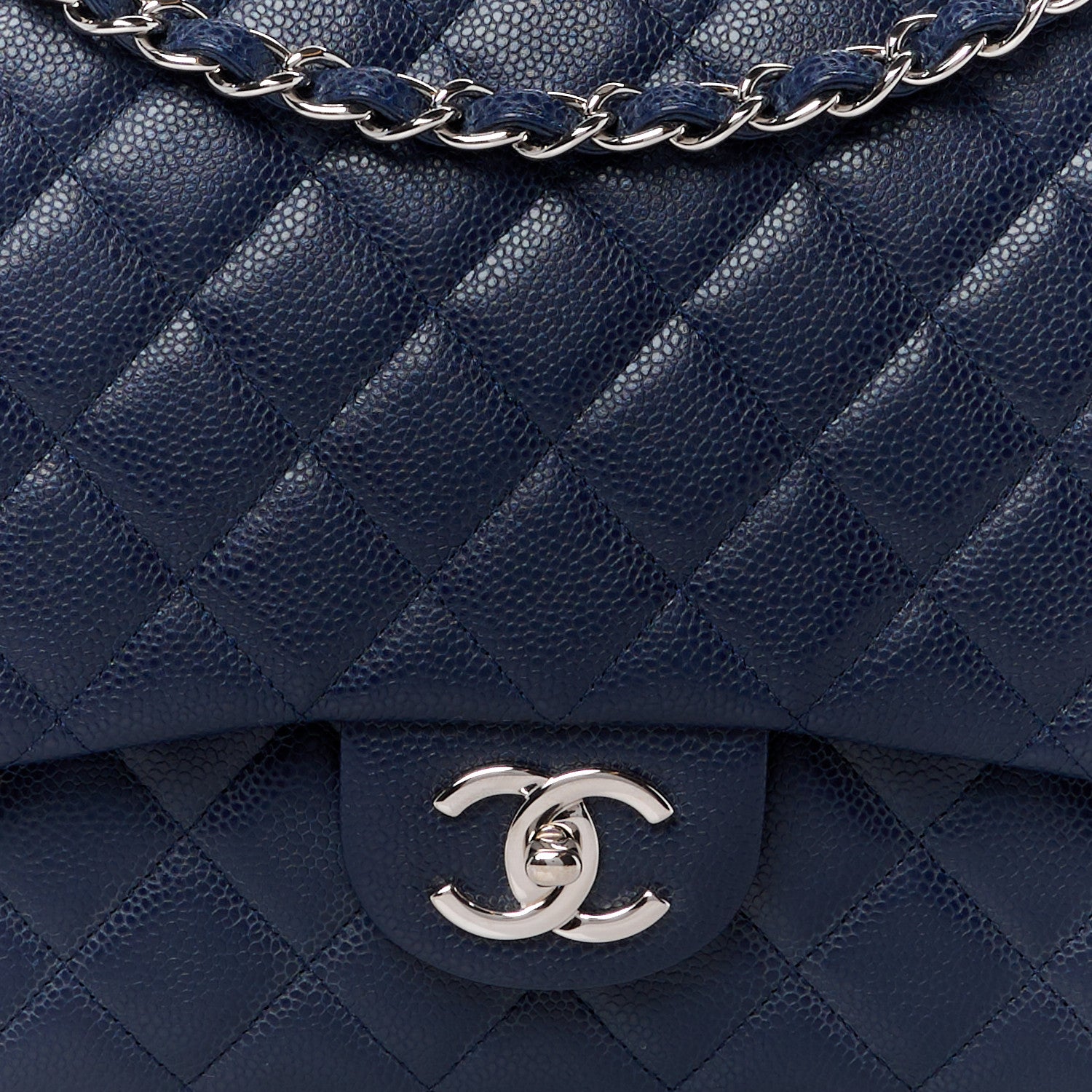 Chanel Caviar Quilted Maxi Double Flap Navy Blue 9 of 11