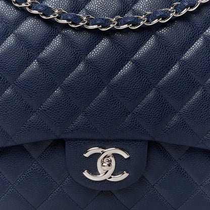 Chanel Caviar Quilted Maxi Double Flap Navy Blue 9 of 11