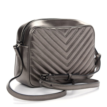 Saint Laurent Metallic Calfskin Matelasse Monogram Lou Camera Bag Silver 2 of 9