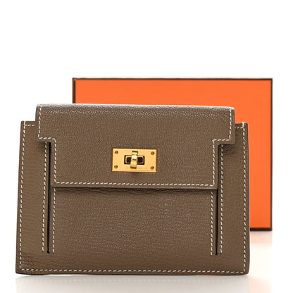 Hermes Chevre Mysore Kelly Pocket Compact Wallet Etoupe 9 of 9