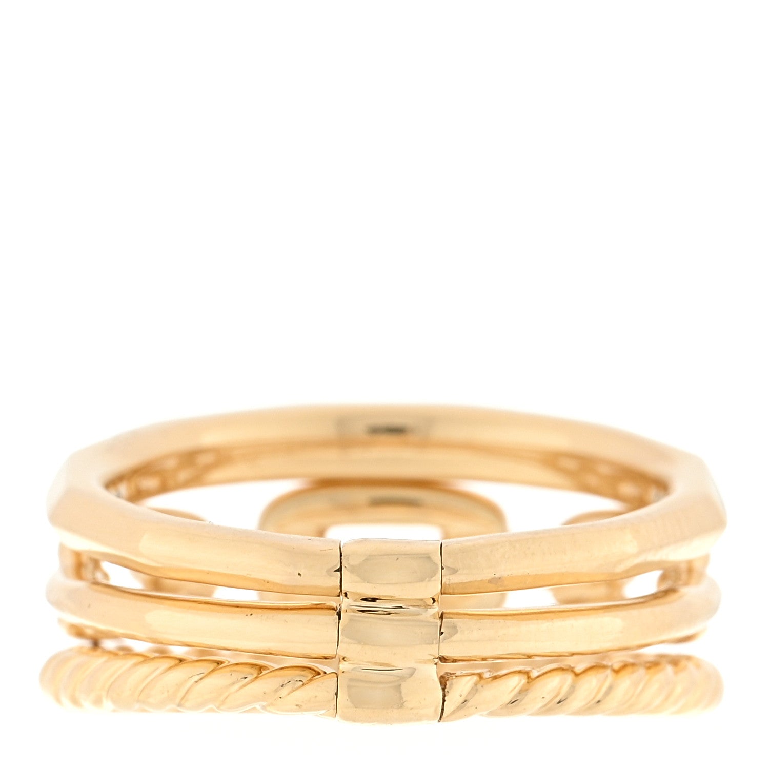 David Yurman 18K Yellow Gold Diamond 9.5mm Stax Three-Row Ring 51 5.75 3 of 4