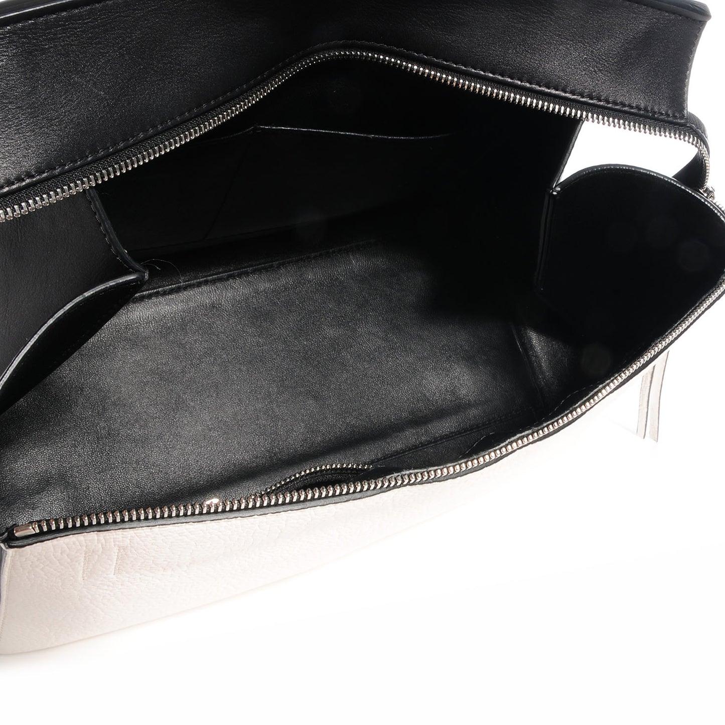 Textured Calfskin Medium Bi-Color Edge Shoulder Bag Black White