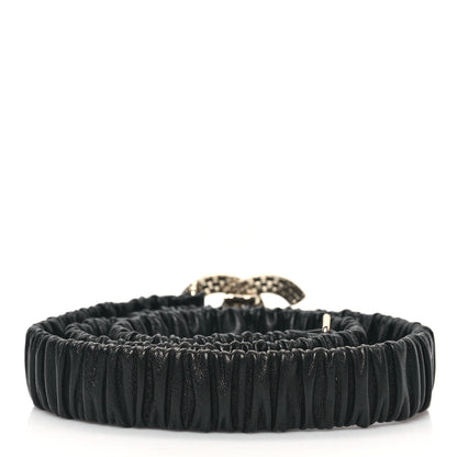 Chanel Lambskin Metal Ruched Chain CC Belt 80 32 Black White 2 of 5