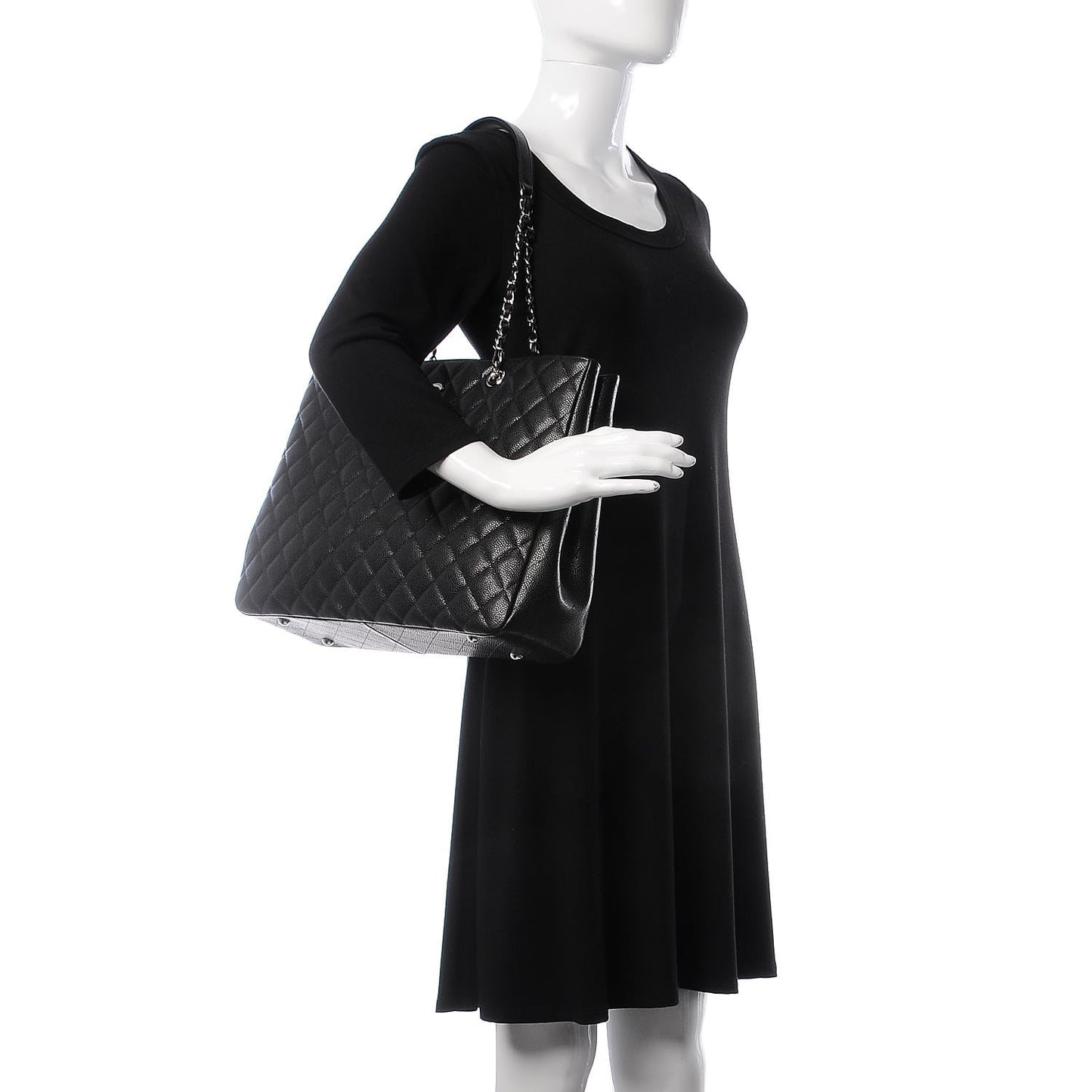 Calfskin Quilted Timeless Tote Black