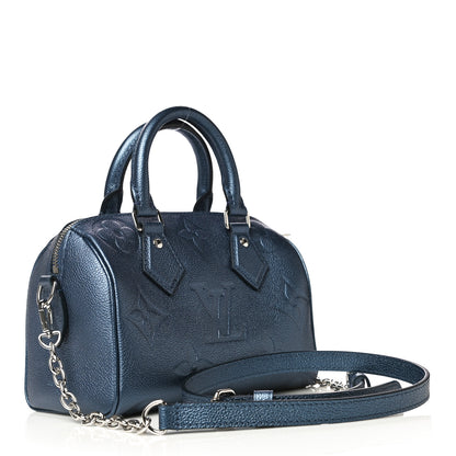 Louis Vuitton Metallic Empreinte Monogram Giant Speedy Bandouliere 20 Navy Nacre 3 of 11