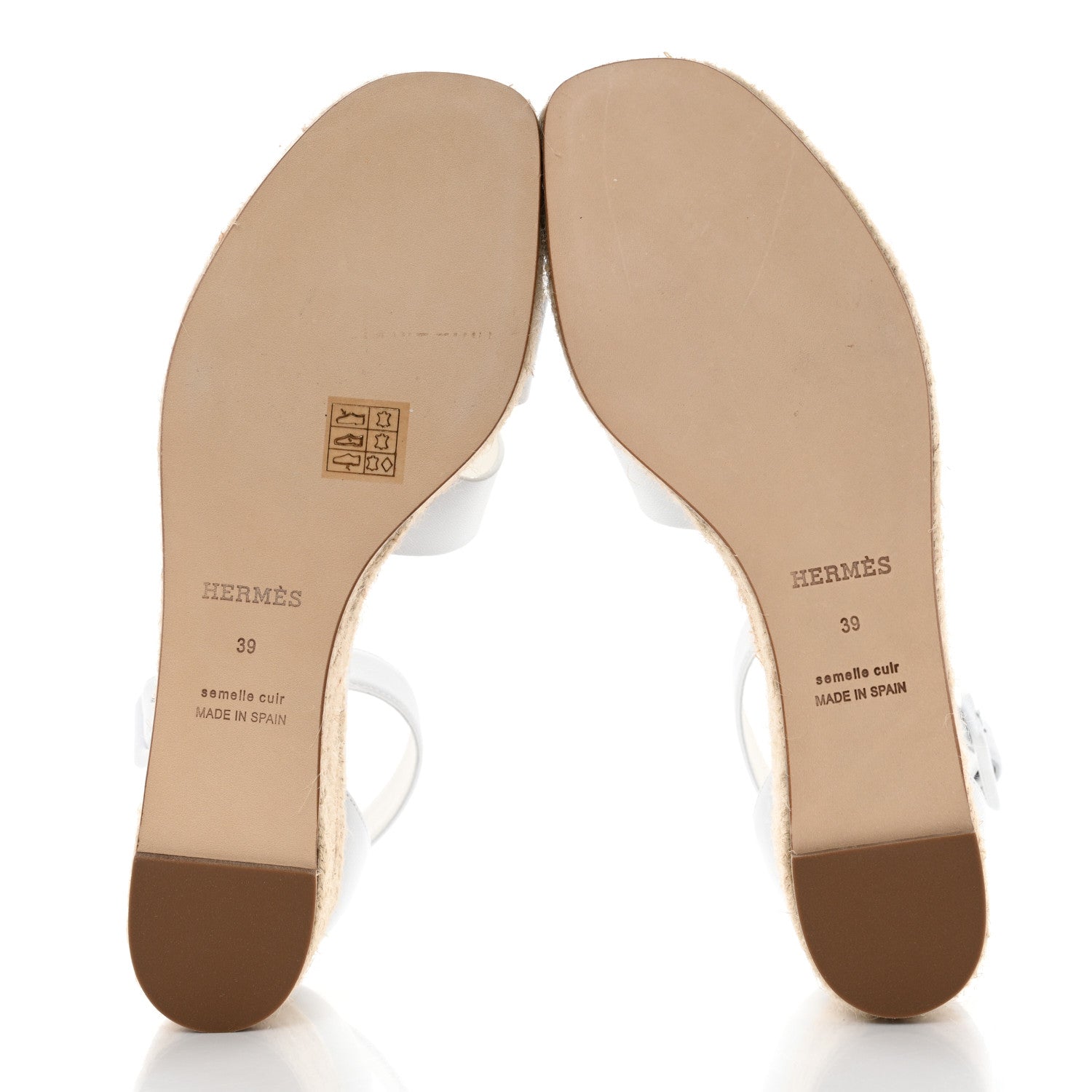 Hermes Goatskin Elda Espadrille Wedge Sandals 39 White 5 of 9