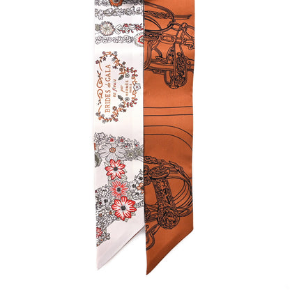 Hermes Silk Brides De Gala En Fleurs Twilly White Gris Cuir 2 of 4