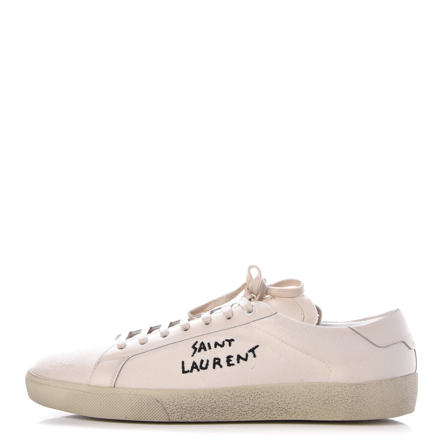 Saint Laurent Distressed Canvas Court Classic Sneakers 46 White 1 of 14