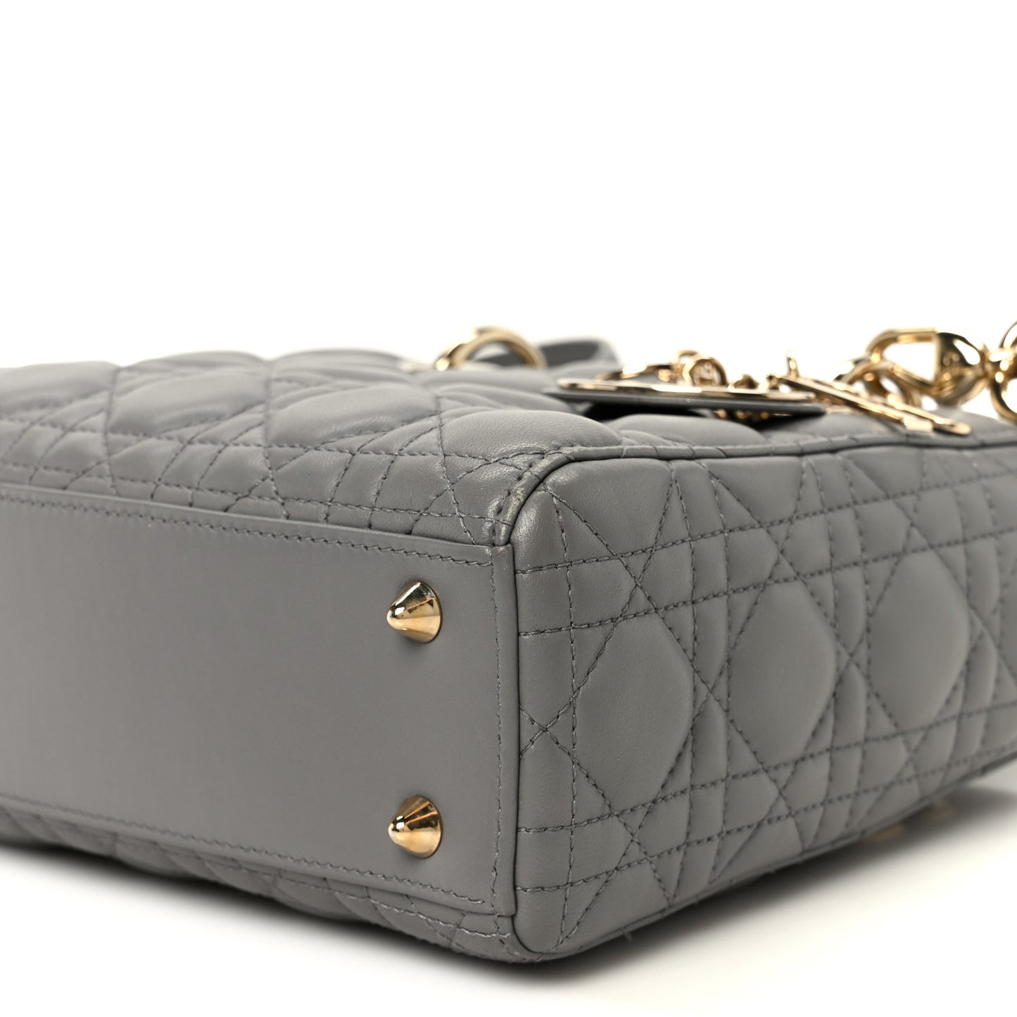 Lambskin Cannage Small Lucky Badges My Lady Dior Grey