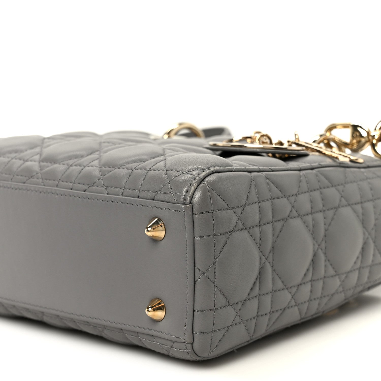 Christian Dior Lambskin Cannage Small Lucky Badges My Lady Dior Grey 10 of 10