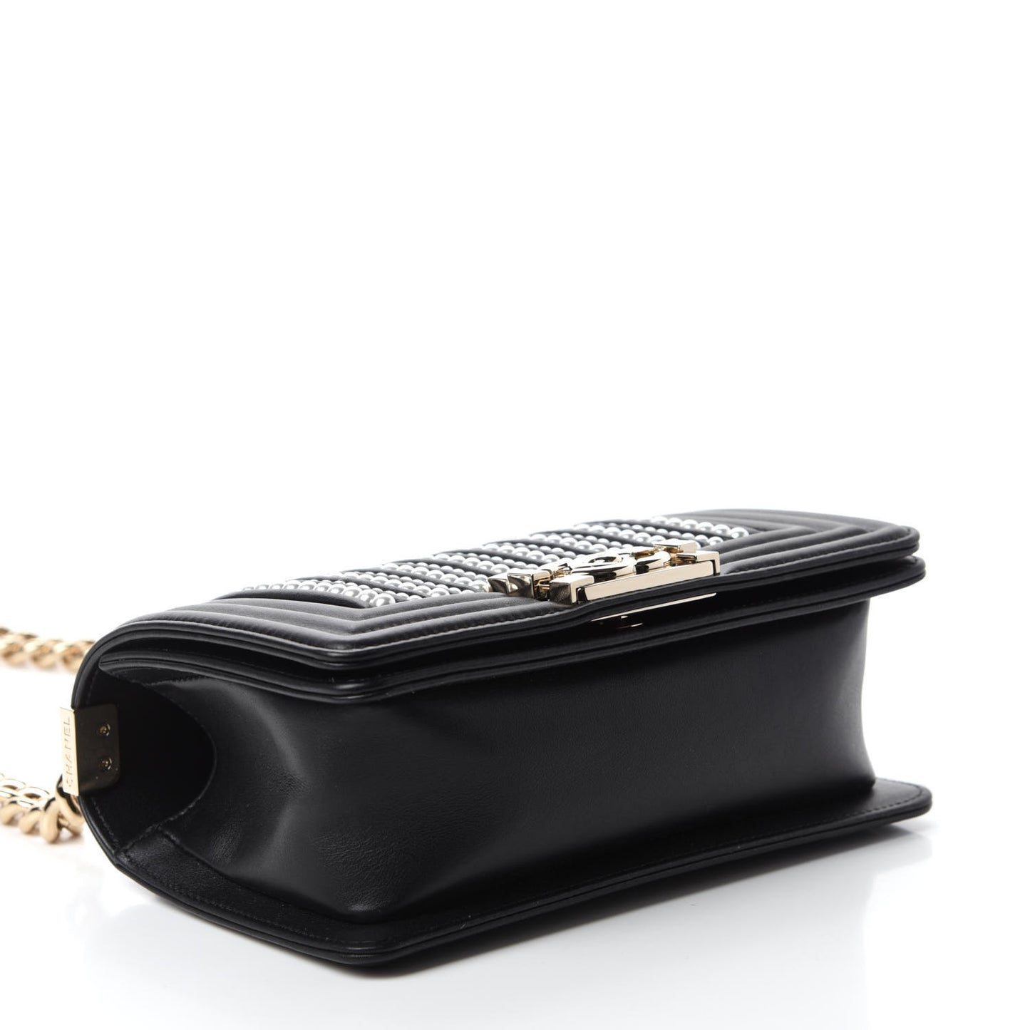 Calfskin Pearl Small Boy Flap Black