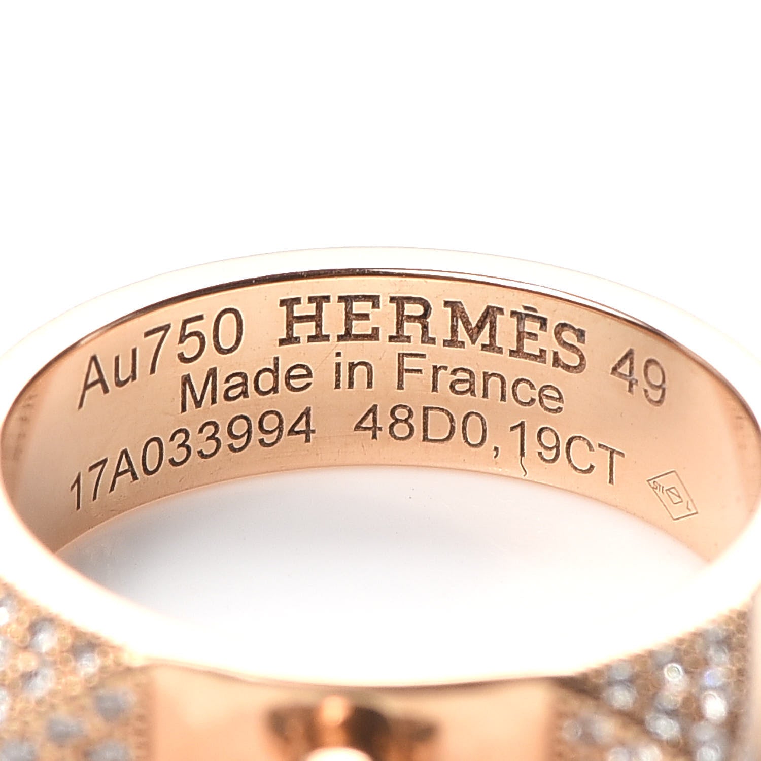 Hermes 18K Rose Gold Diamond PM Collier De Chien Ring 49 4.75 4 of 5
