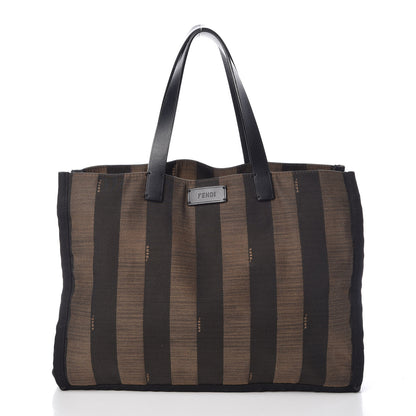 Fendi Pequin Small Shopping Tote Black Tobacco 3 of 12