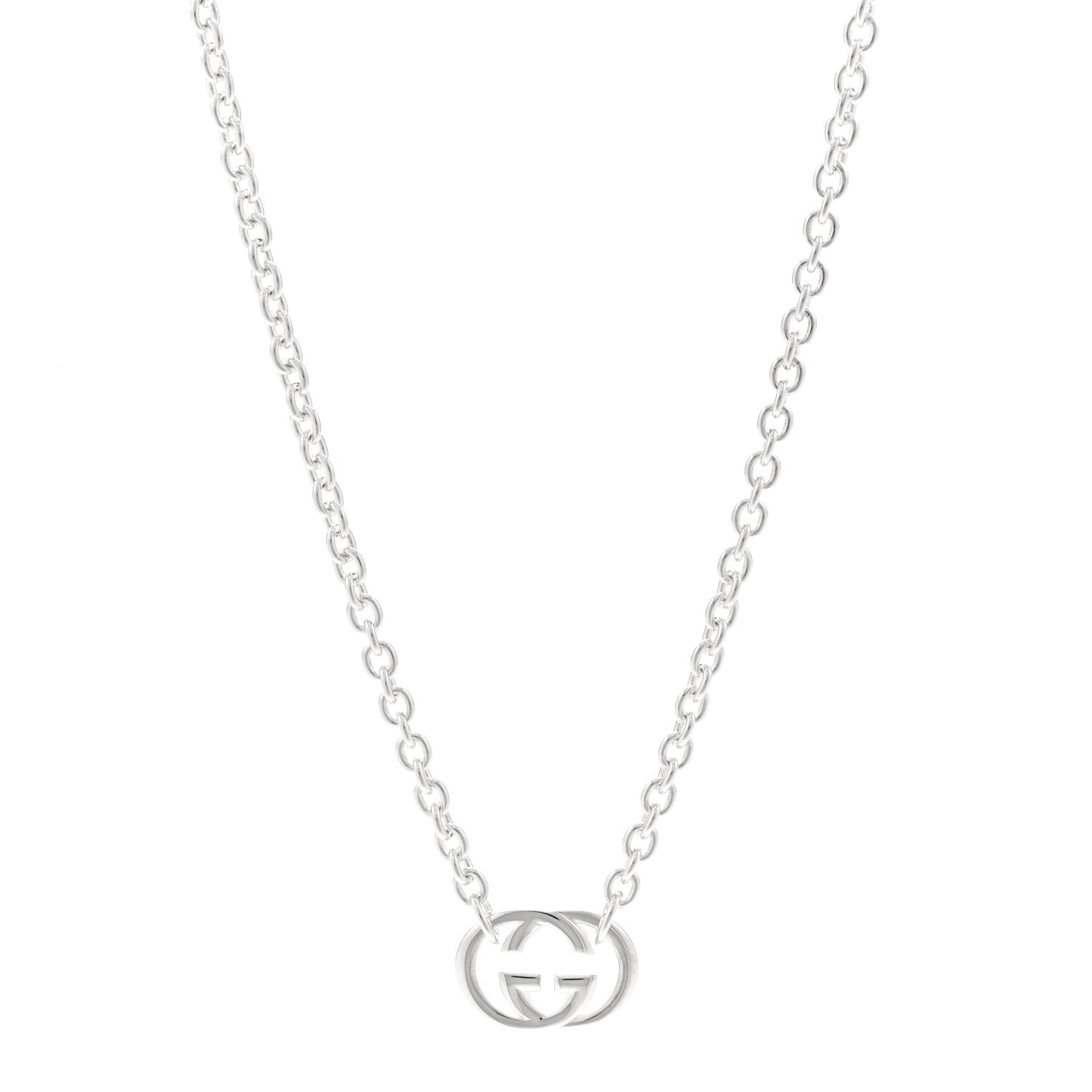 Sterling Silver Britt Interlocking GG Pendant Necklace
