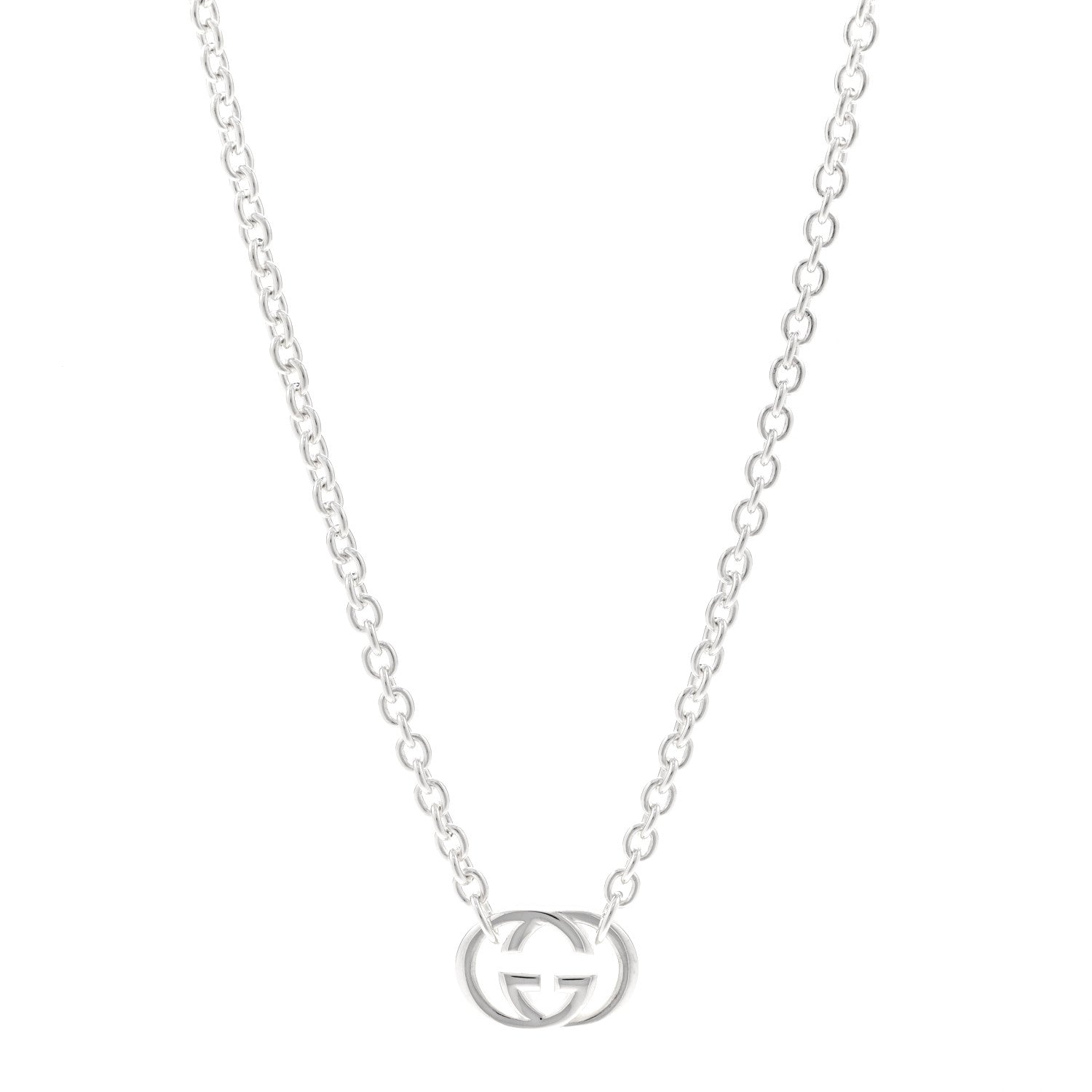 Gucci Sterling Silver Britt Interlocking GG Pendant Necklace 1 of 4