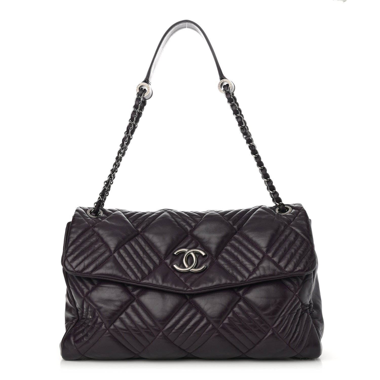 Chanel Lambskin In And Out XL Maxi Flap Dark Purple 1 of 11