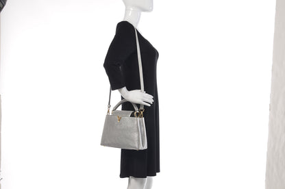 Louis Vuitton Metallic Taurillon Capucines BB Silver 2 of 11