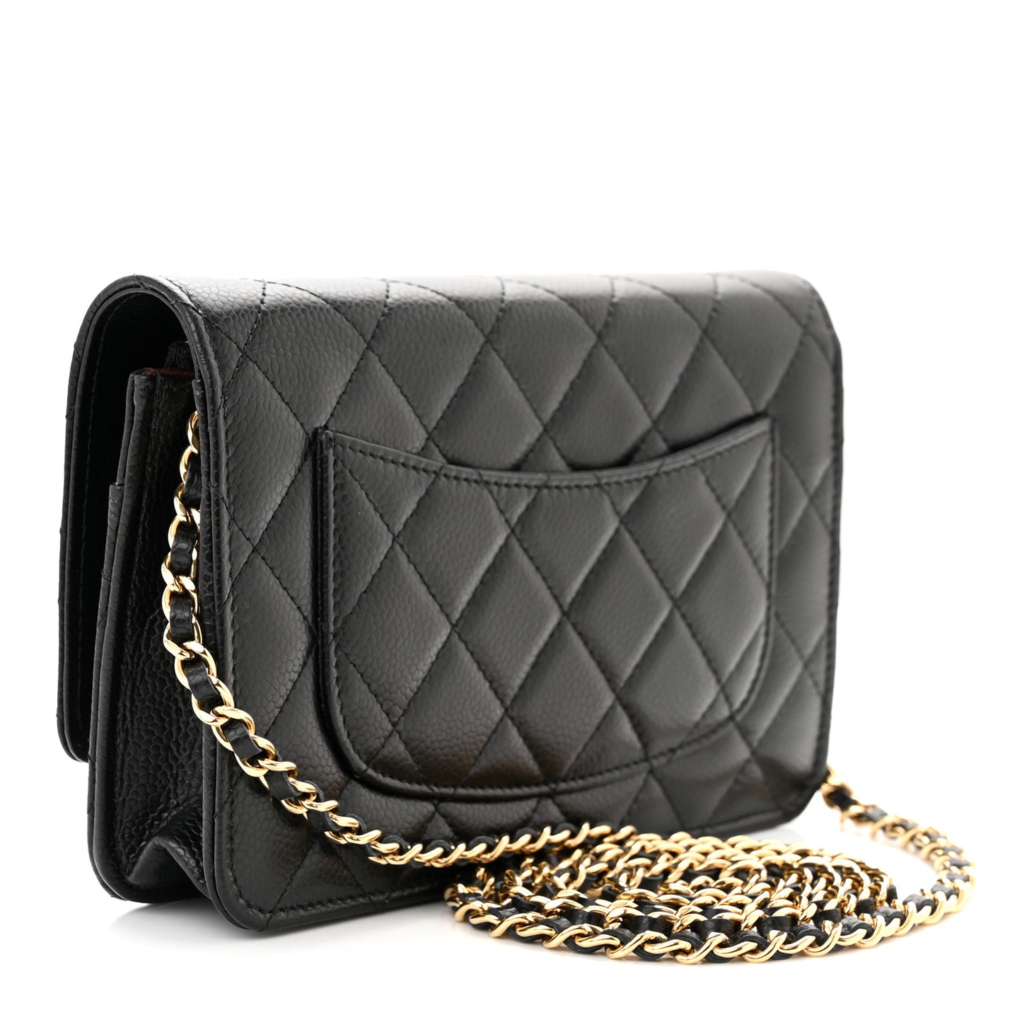 Caviar Quilted Wallet on Chain WOC Black