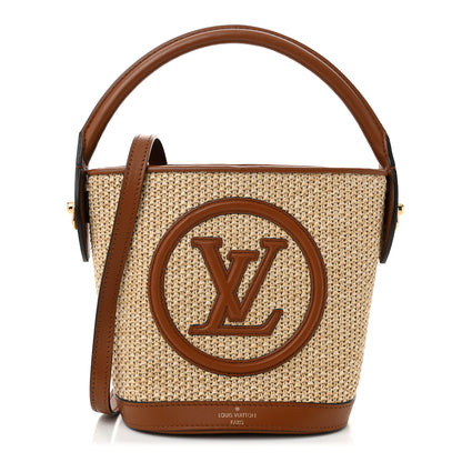 Louis Vuitton Kitted Raffia Petit Bucket Caramel 1 of 9