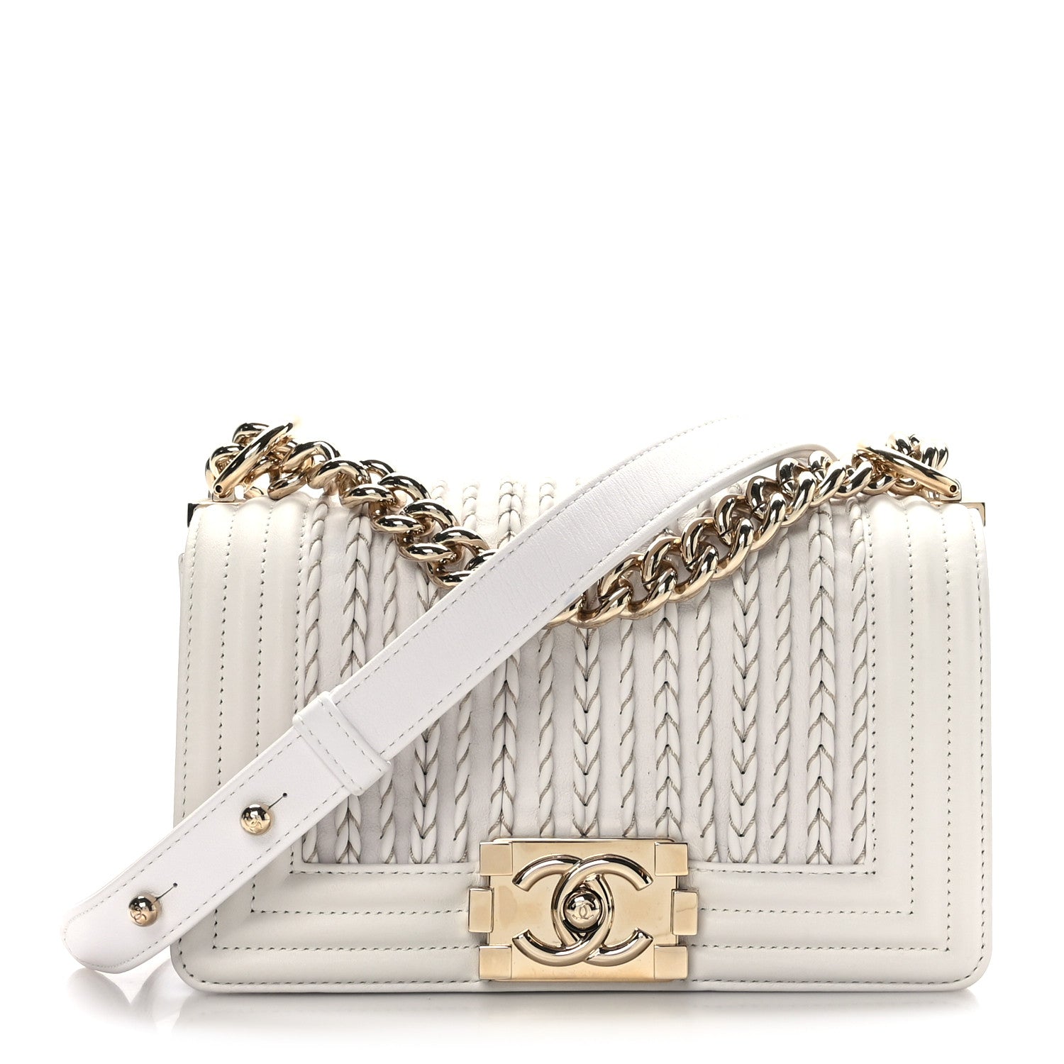 Chanel Calfskin Embroidered Small Boy Flap White 1 of 11