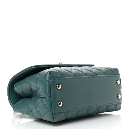 Chanel Caviar Quilted Mini Coco Handle Flap Green 3 of 9