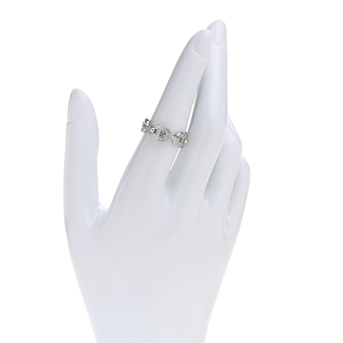 18K White Gold Diamond PM d'Ancre Enchainee Ring 53 6.5