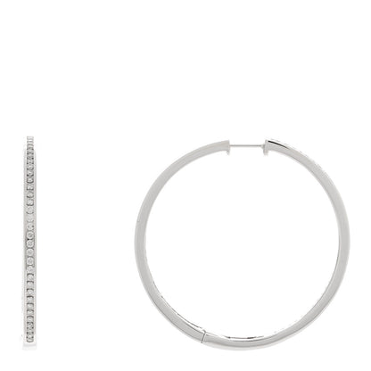 Parker & West by FASHIONPHILE 18K White Gold Diamond 1.40ct Large Channel Set Inside Out Hoop Earrings 1 of 8