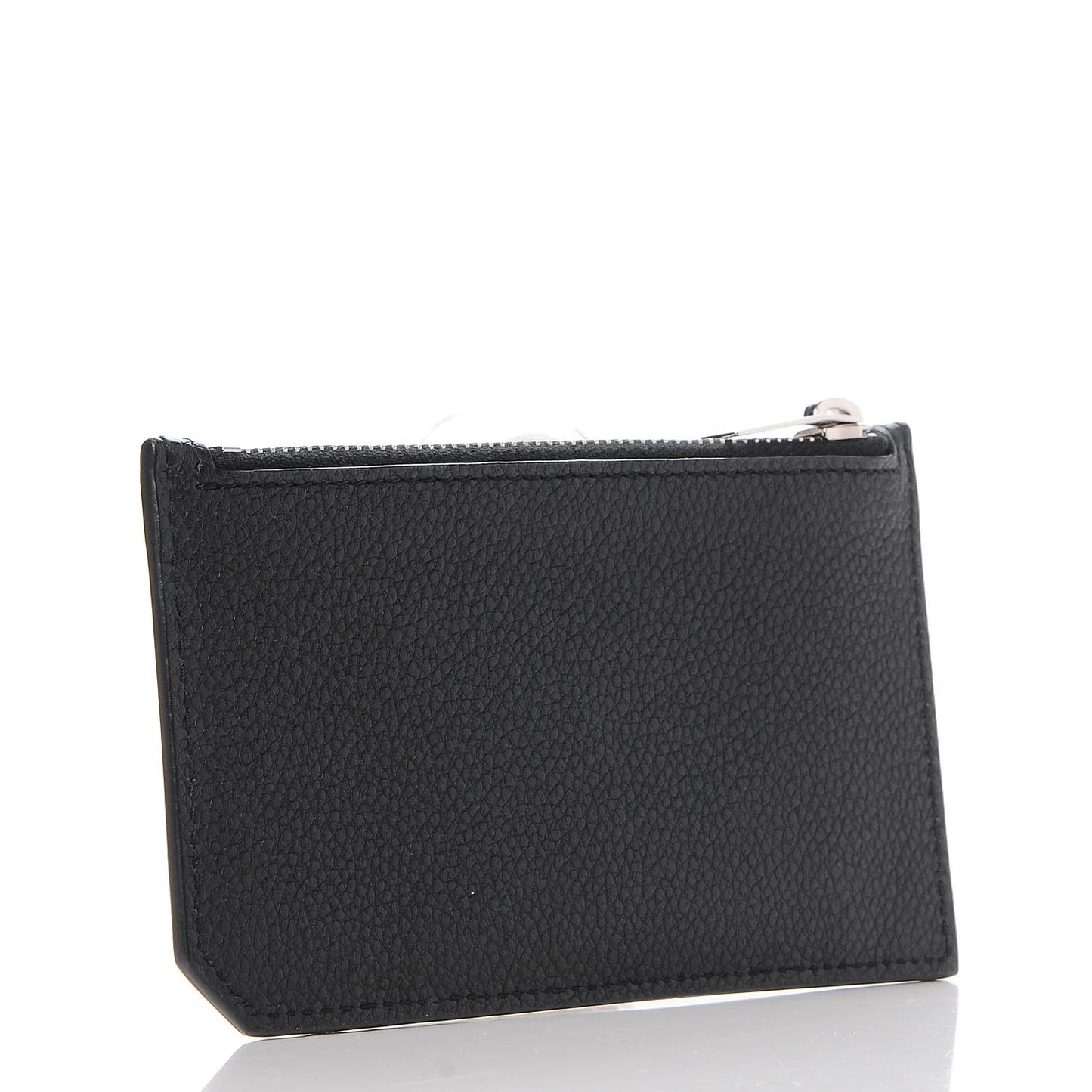 Grained Calfskin 5 Fragments Zip Pouch Card Holder Black