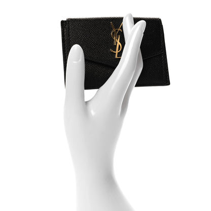 Saint Laurent Grain De Poudre Uptown Monogram Card Case Black 2 of 7