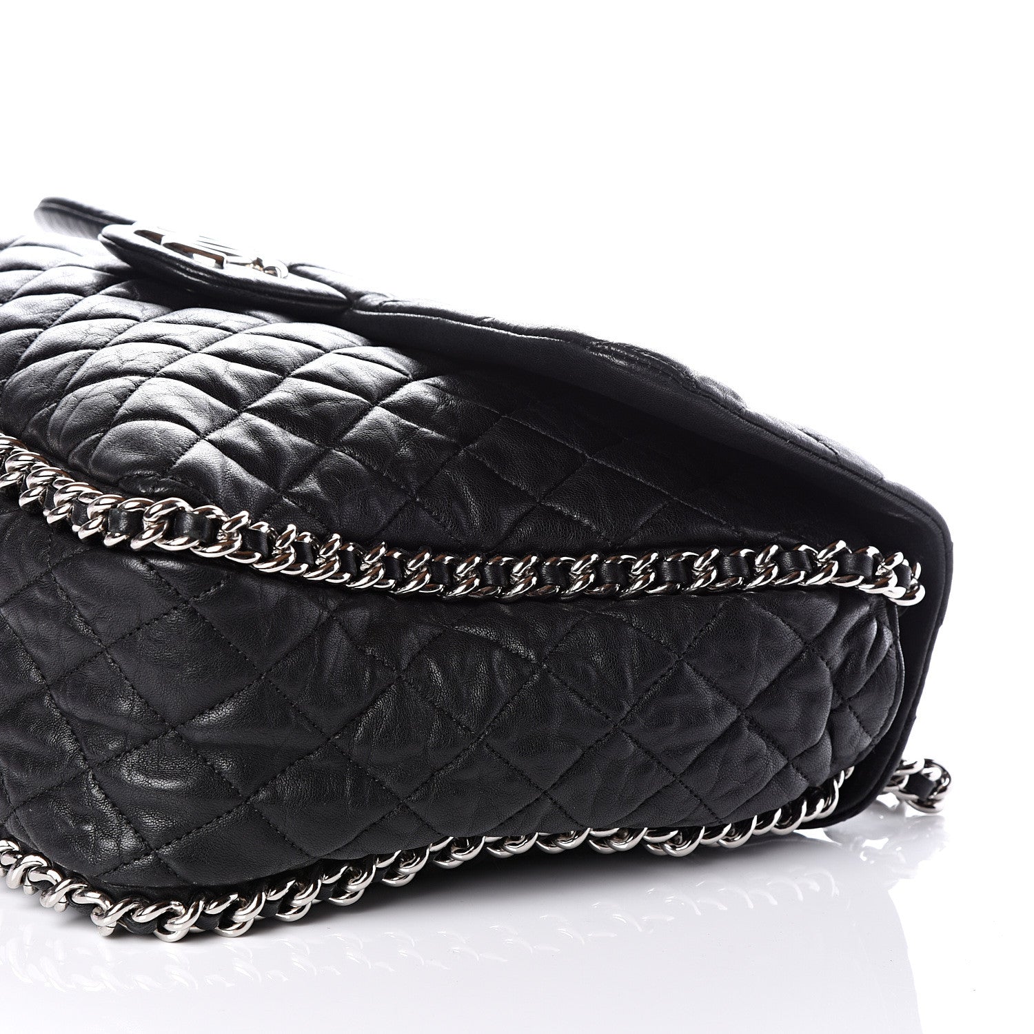 Chanel Washed Lambskin Quilted Maxi Chain Around Flap Black 8 of 9