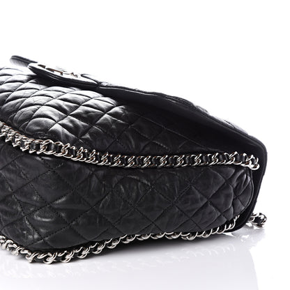 Chanel Washed Lambskin Quilted Maxi Chain Around Flap Black 8 of 9