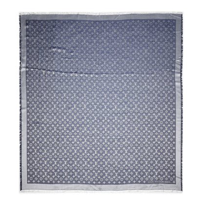 Louis Vuitton Wool Silk Monogram Denim Shawl Blue 1 of 6