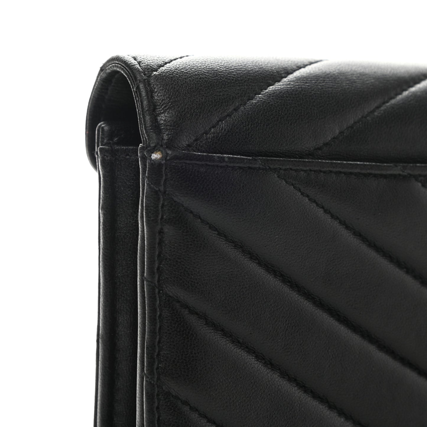Lambskin Y Quilted Monogram Large Loulou Flap Wallet Black