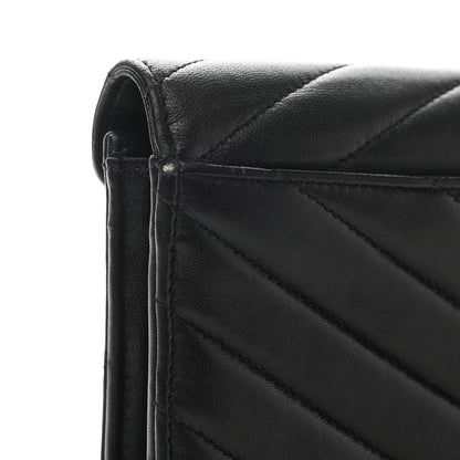 Saint Laurent Lambskin Y Quilted Monogram Large Loulou Flap Wallet Black 8 of 8