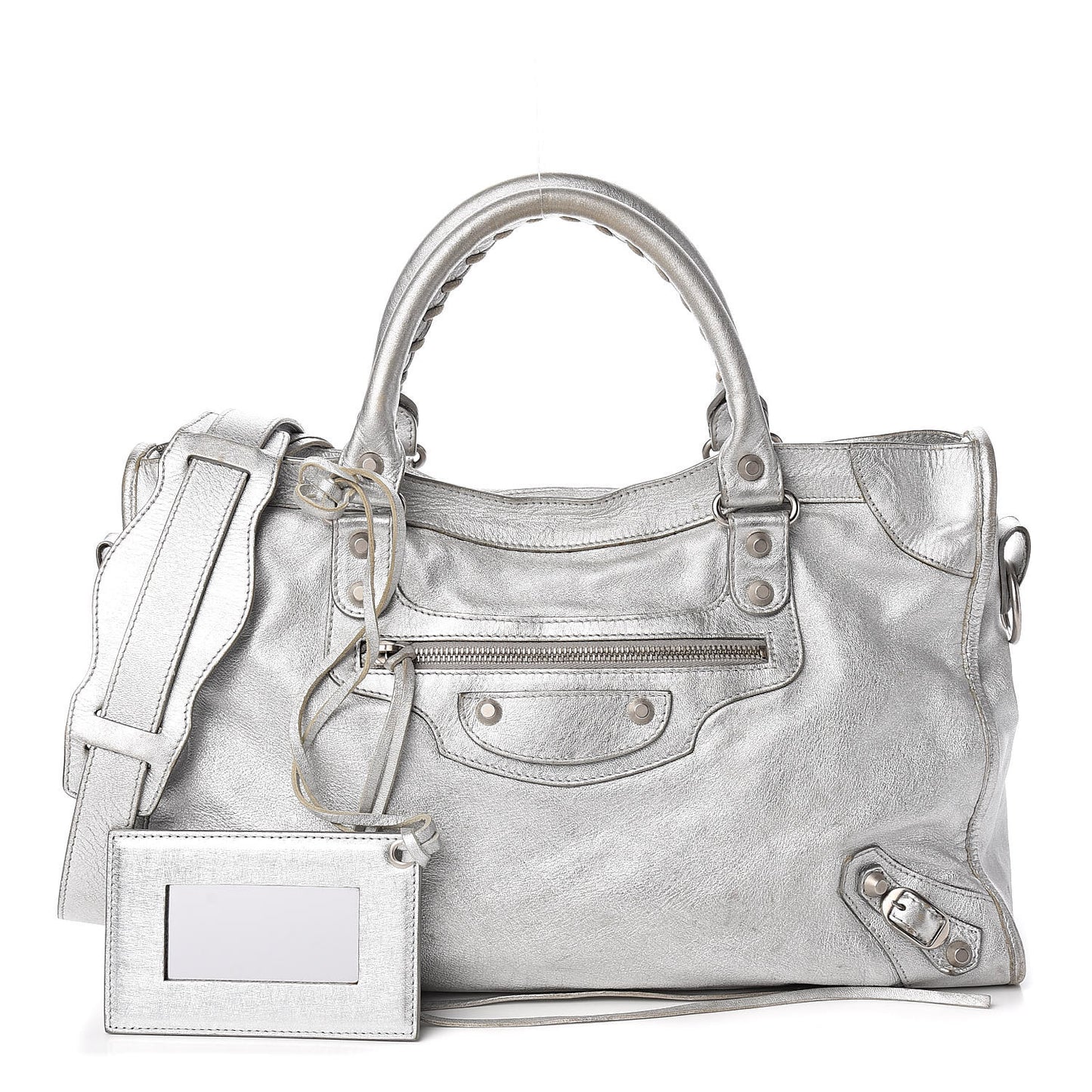 Laminated Agneau Classic Silver Hardware City Silver
