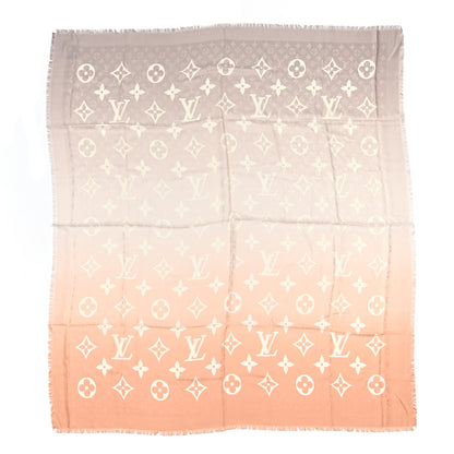 Louis Vuitton Wool Silk Gradient Monogram Shawl Sable Beige 1 of 4