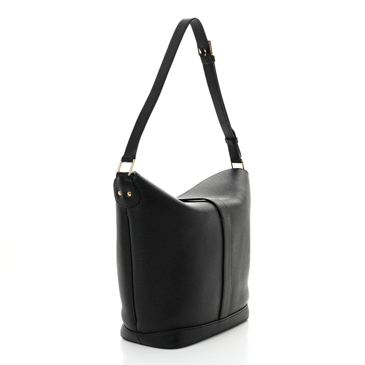 Soft Grained Calfskin Medium Bucket Bag Black