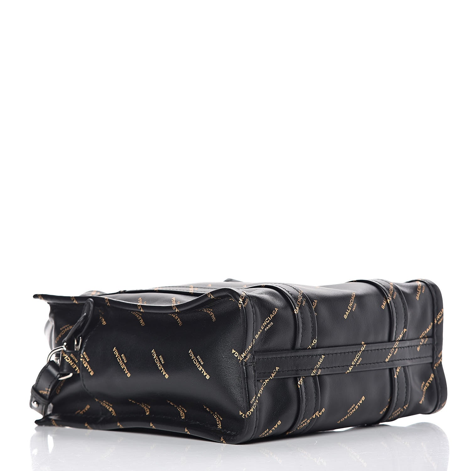 Balenciaga Calfskin Allover Logo XS Bazar Shopper Tote Black Gold 4 of 10