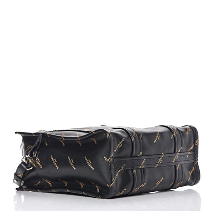 Balenciaga Calfskin Allover Logo XS Bazar Shopper Tote Black Gold 4 of 10