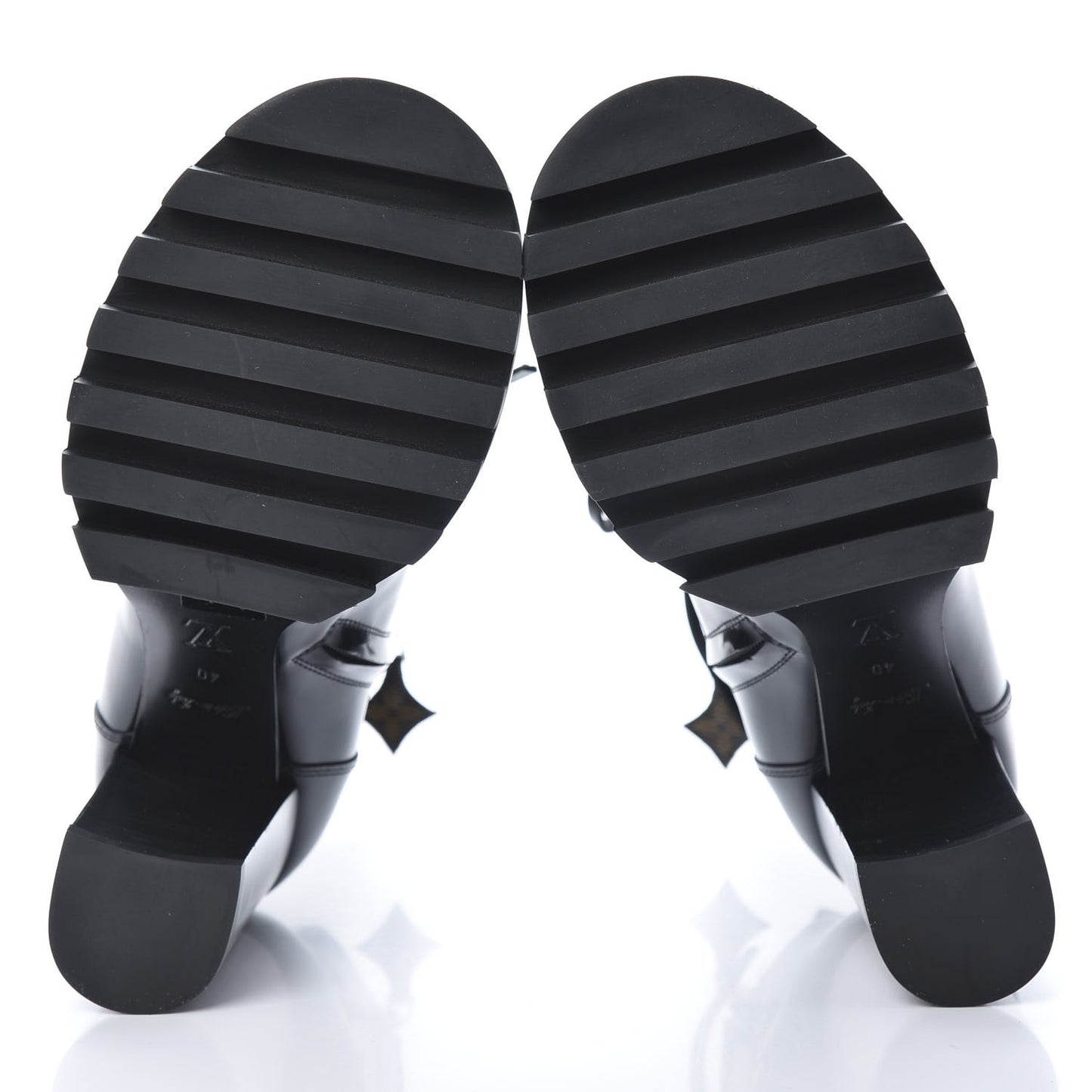 Patent Calfskin Monogram Star Trail Ankle Boots 40 Black