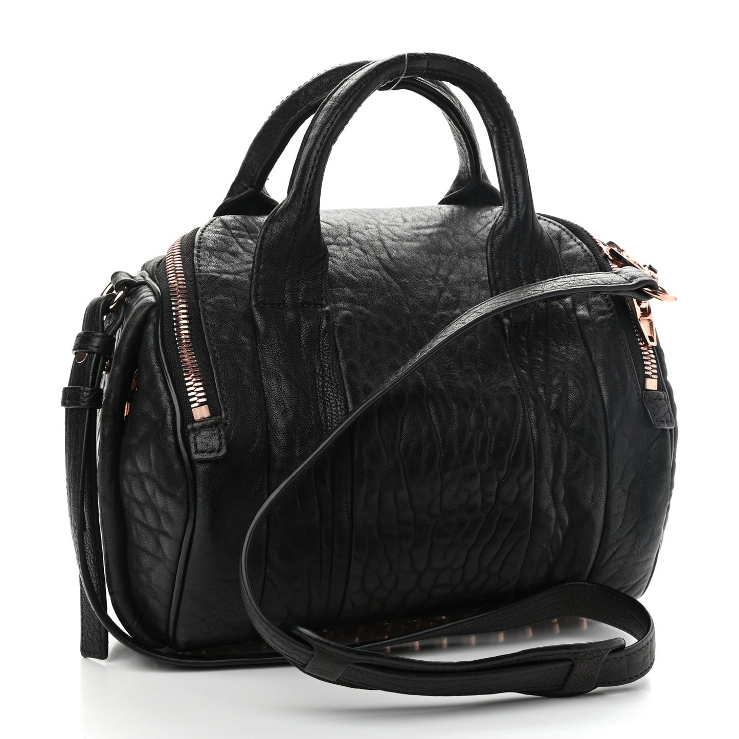 Pebbled Lambskin Rockie Black Rose Gold Hardware