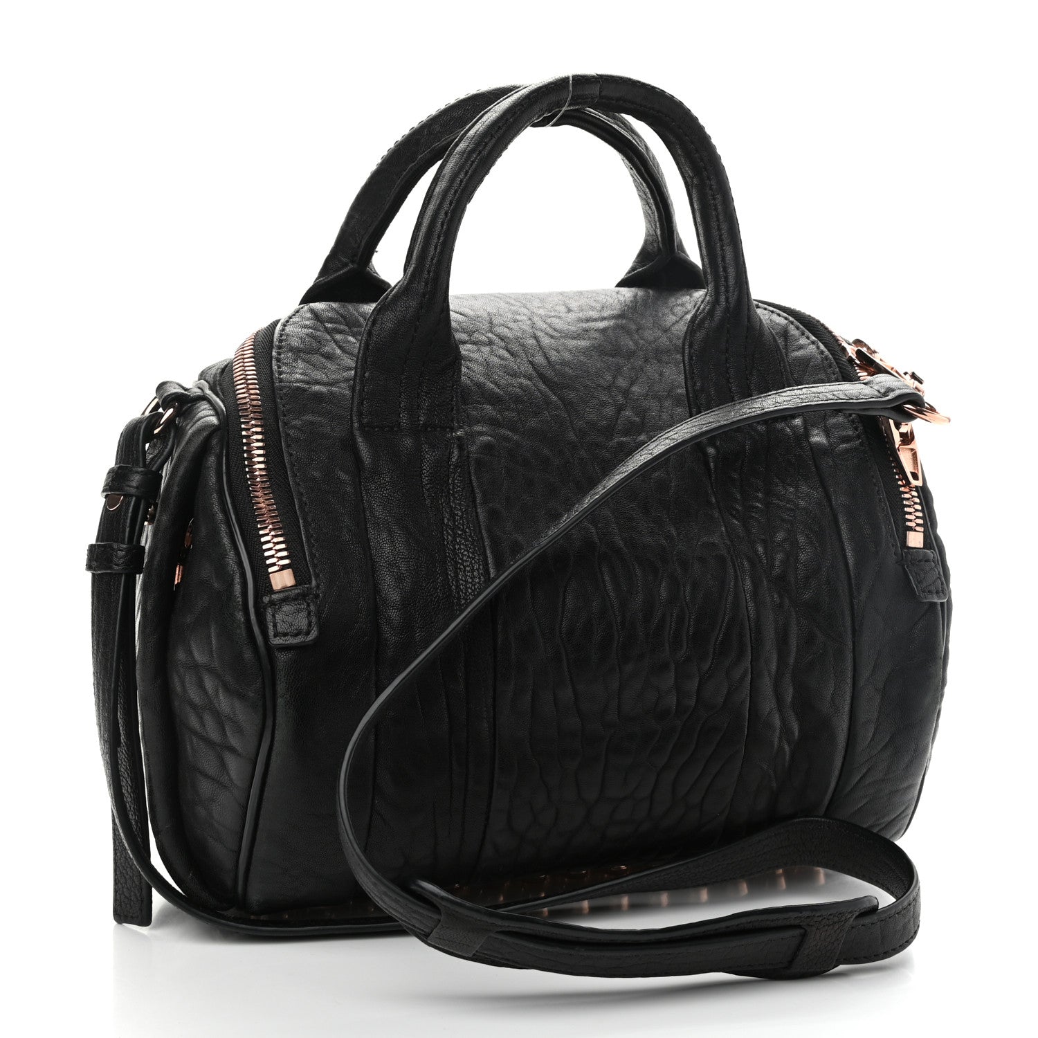 Alexander Wang Pebbled Lambskin Rockie Black Rose Gold Hardware 2 of 16