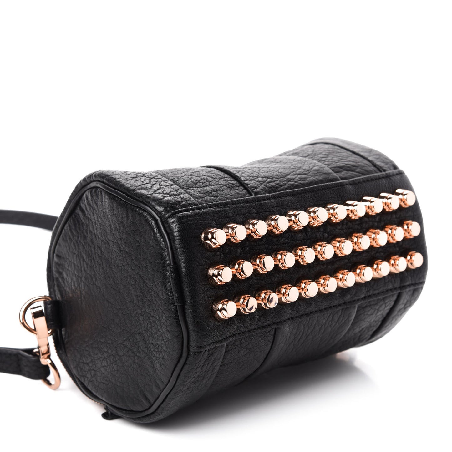 Pebbled Lambskin Mini Rockie Black Rose Gold Hardware